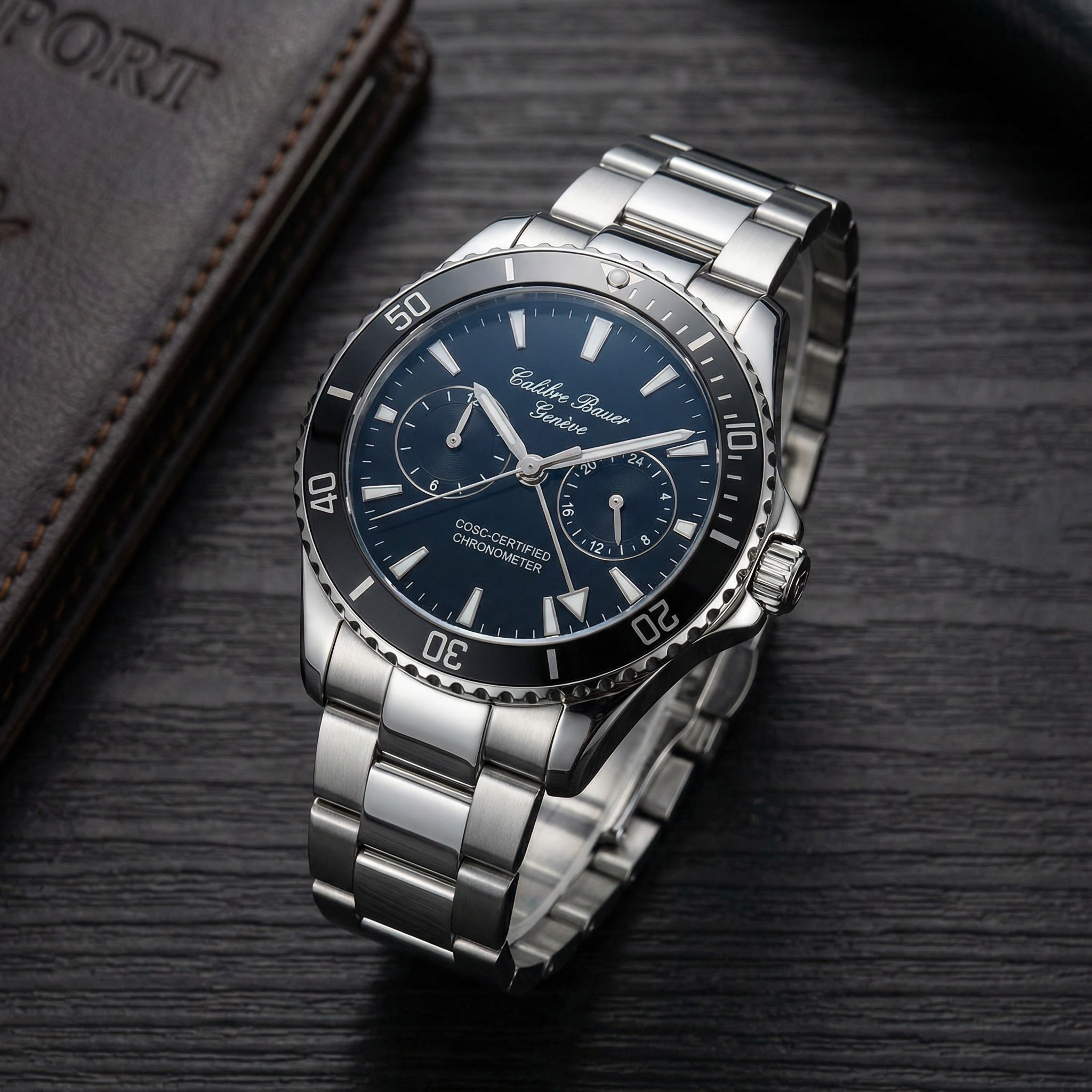 The Diplomat — Dual timezone travel watch by Calibre Bauer Genève