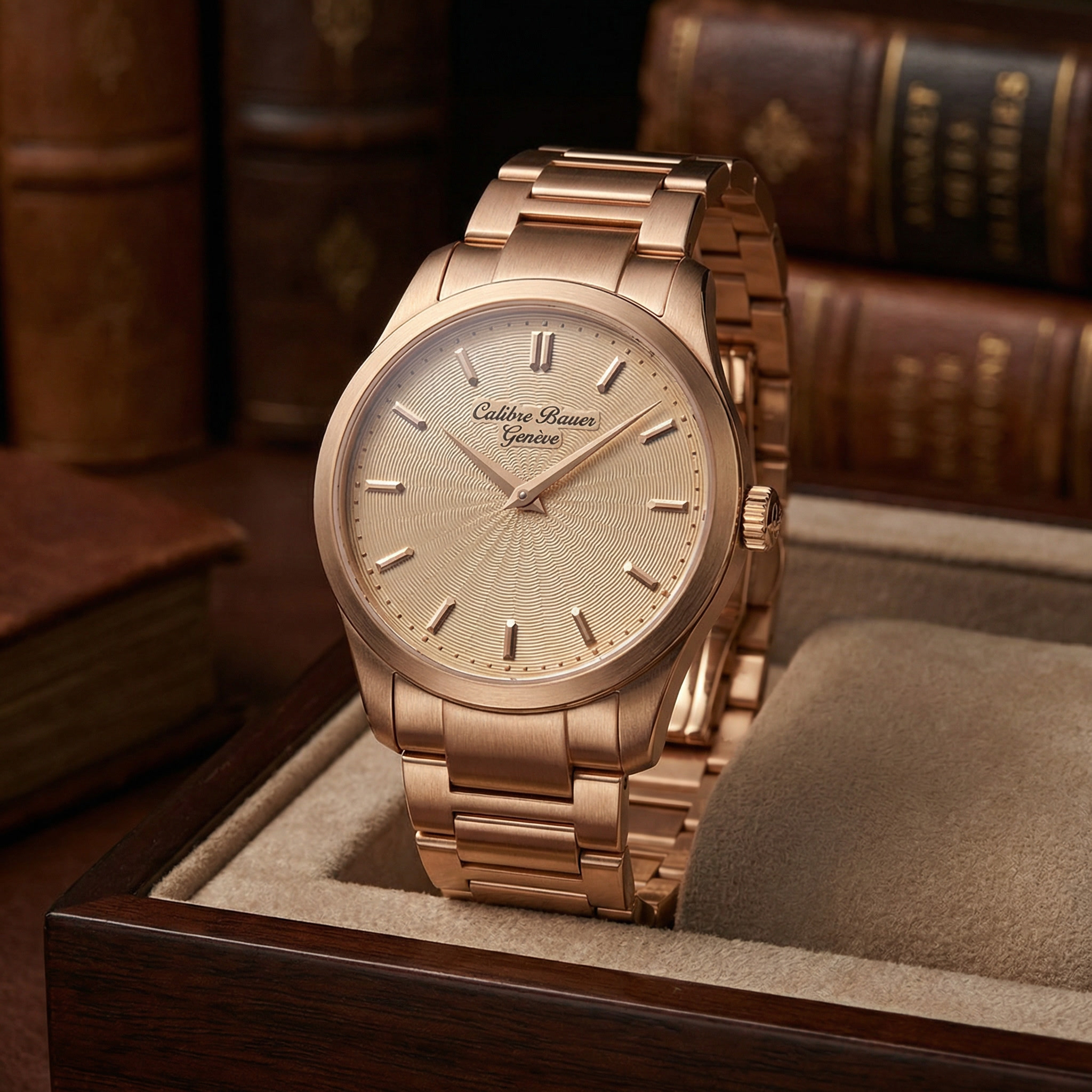 The Sovereign — Rose gold dress watch by Calibre Bauer Genève